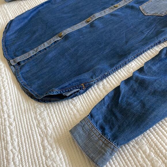 7 for All Mankind Denim Chambray Two Tone Snap Button Down Shirt Size XS - Picture 5 of 10